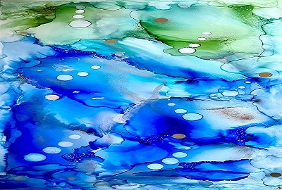 'Opus 22', alcohol ink on MDF, 16.5” x 30” - $180.00
